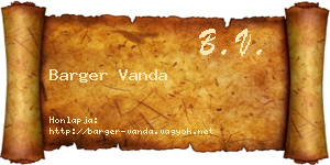 Barger Vanda névjegykártya